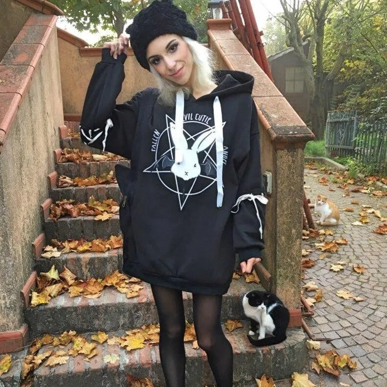 Fallen Evil Cutie Angel Hoodie: A great hoodie for rock, punk, bat and rabbit fans