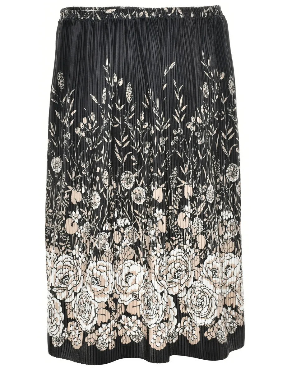 Floral Pattern Midi Skirt - M