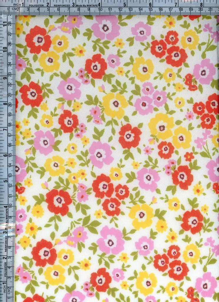 FLORAL PRINTED ON POLYESTER MESH [NFF220315-005]