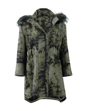 Fur Trim Hooded Illusion Coat