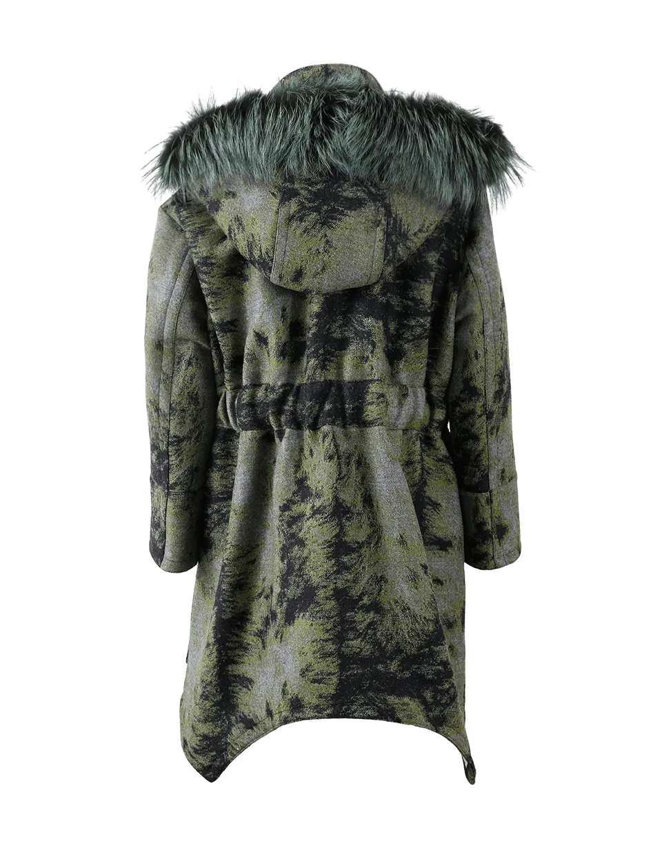 Fur Trim Hooded Illusion Coat