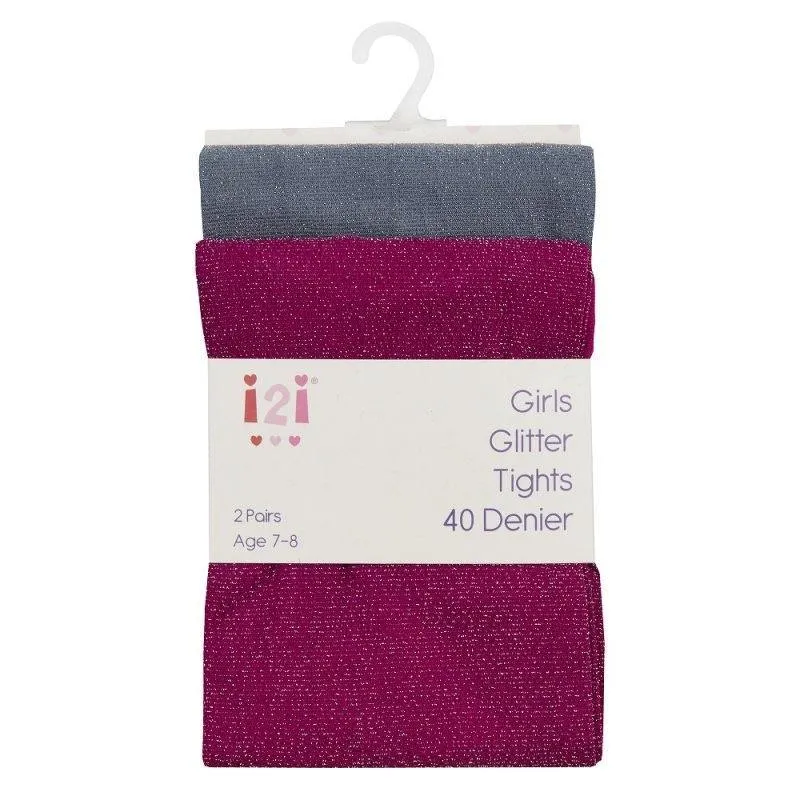 Girls 2 Pack 40 Denier Glitter Tights