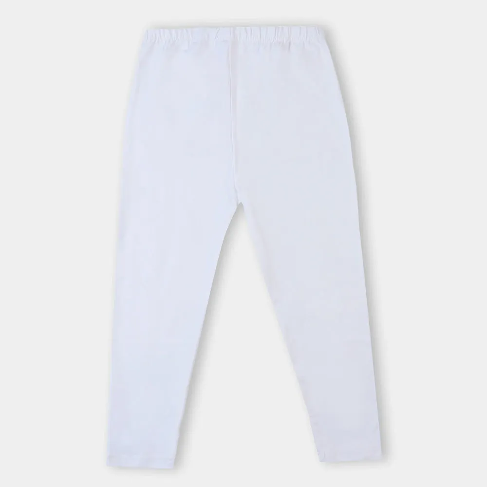 Girls Jersey Tights - White