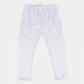 Girls Tights Foil Print Polka Dot - White