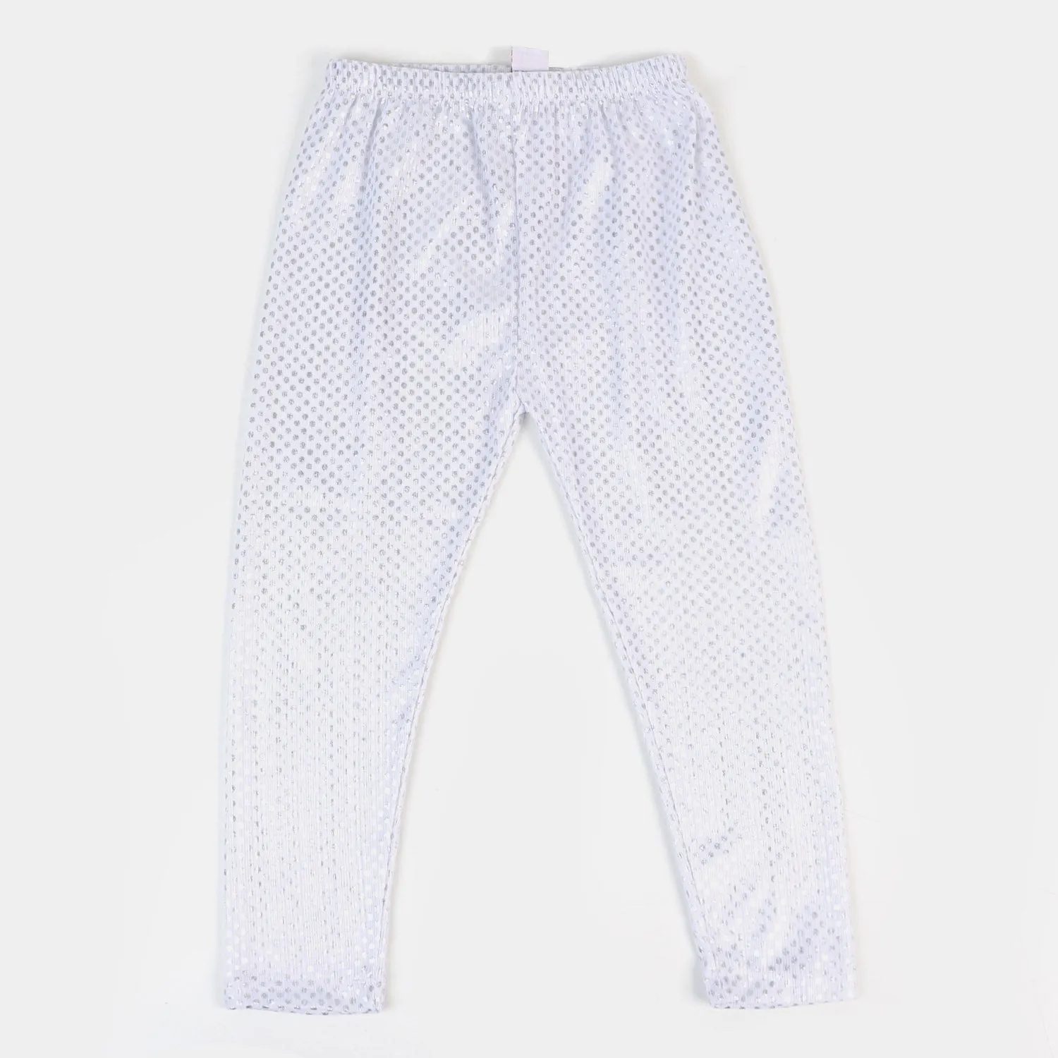 Girls Tights Foil Print Polka Dot - White