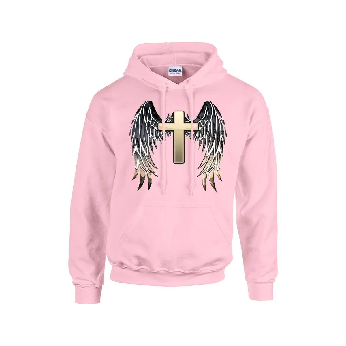 GOLD CROSS WITH WINGS Hoodie For The USA |Gildan 18500