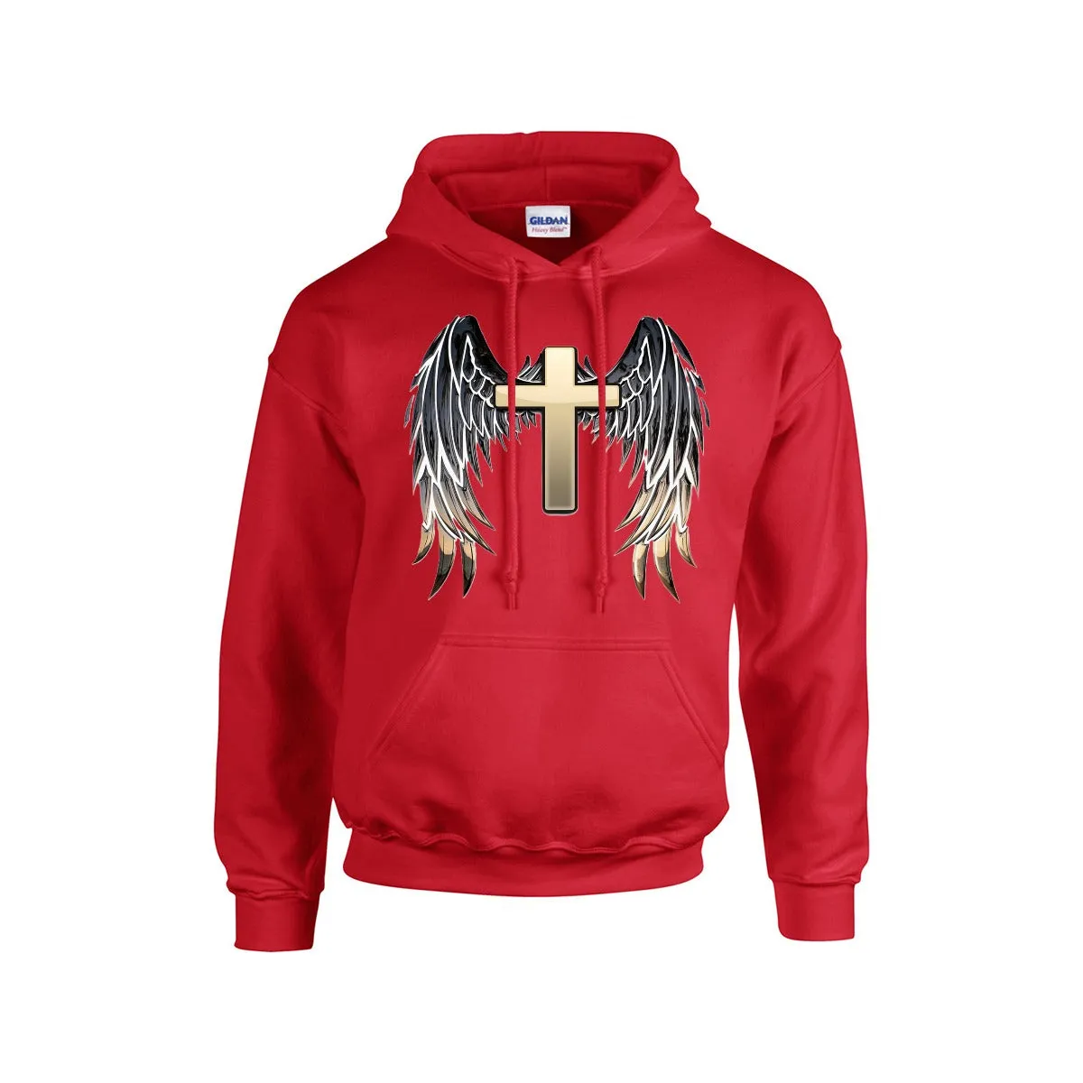 GOLD CROSS WITH WINGS Hoodie For The USA |Gildan 18500