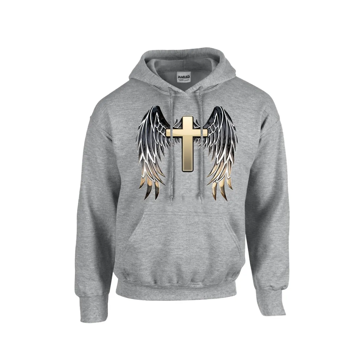 GOLD CROSS WITH WINGS Hoodie For The USA |Gildan 18500
