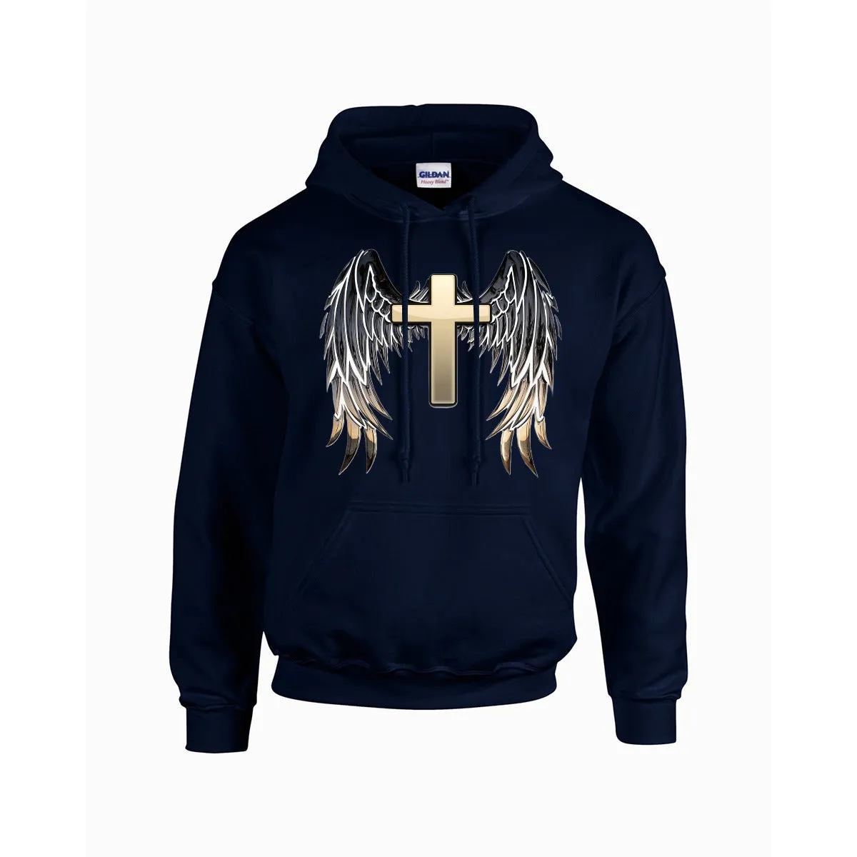GOLD CROSS WITH WINGS Hoodie For The USA |Gildan 18500