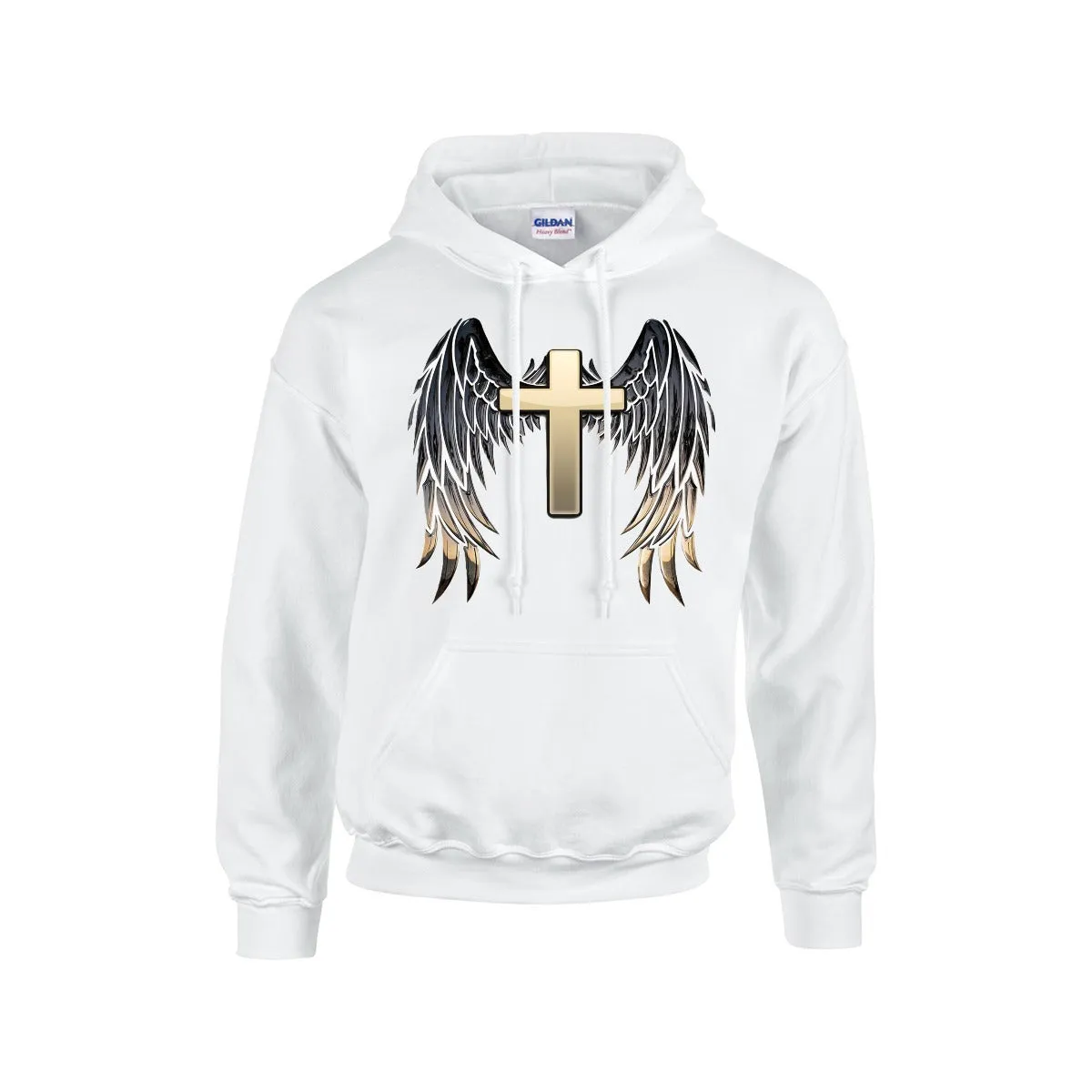 GOLD CROSS WITH WINGS Hoodie For The USA |Gildan 18500