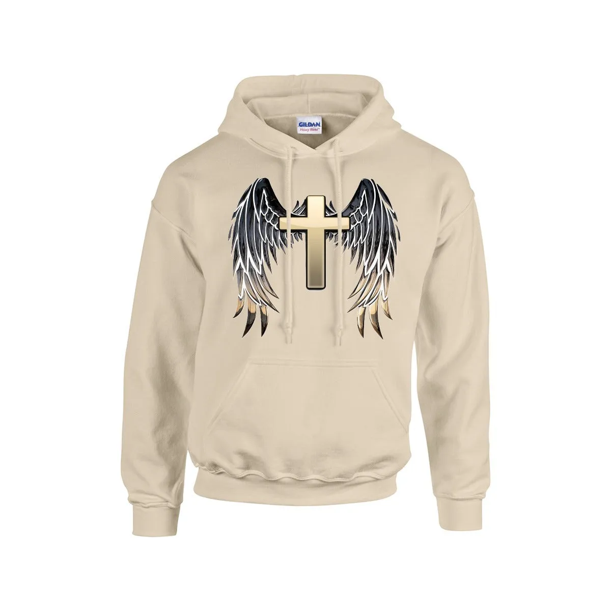 GOLD CROSS WITH WINGS Hoodie For The USA |Gildan 18500