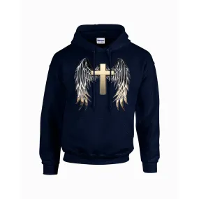 GOLD CROSS WITH WINGS Hoodie For The USA |Gildan 18500