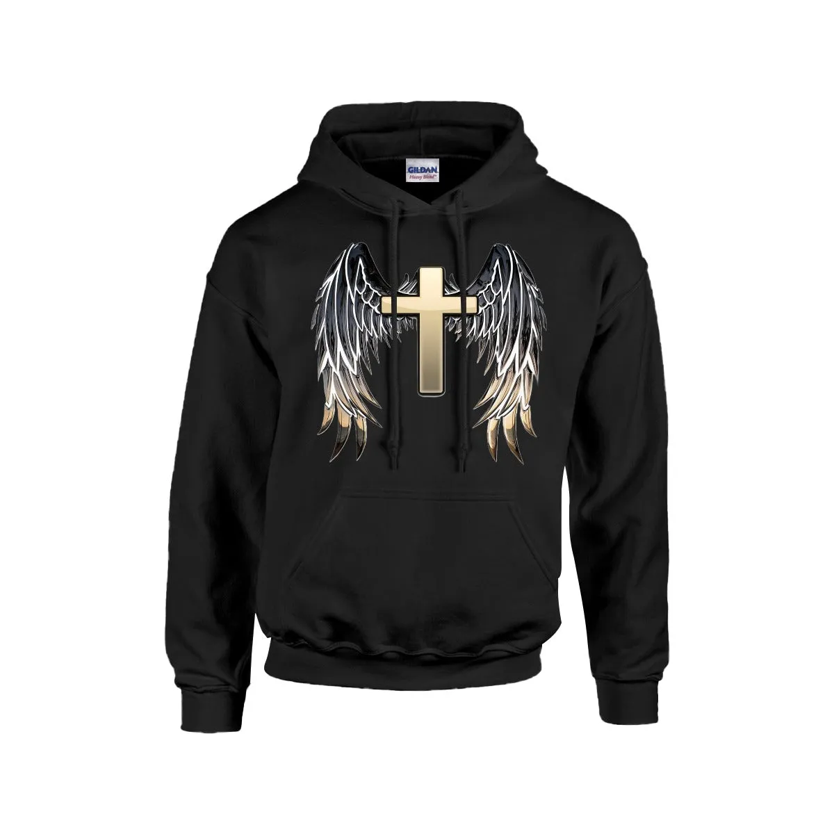 GOLD CROSS WITH WINGS Hoodie For The USA |Gildan 18500