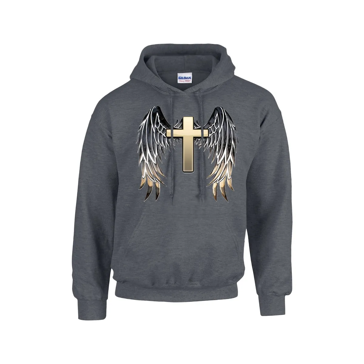 GOLD CROSS WITH WINGS Hoodie For The USA |Gildan 18500