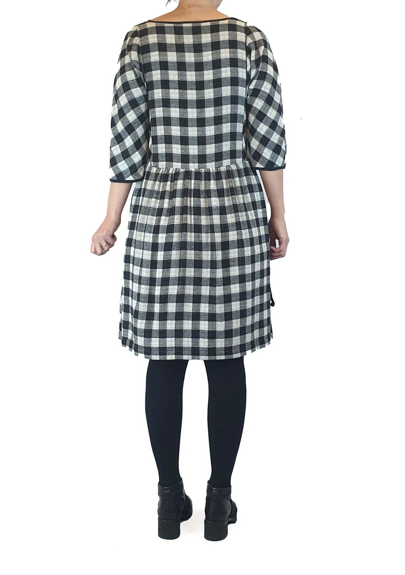 Gorman black and white linen-cotton check print dress size 8