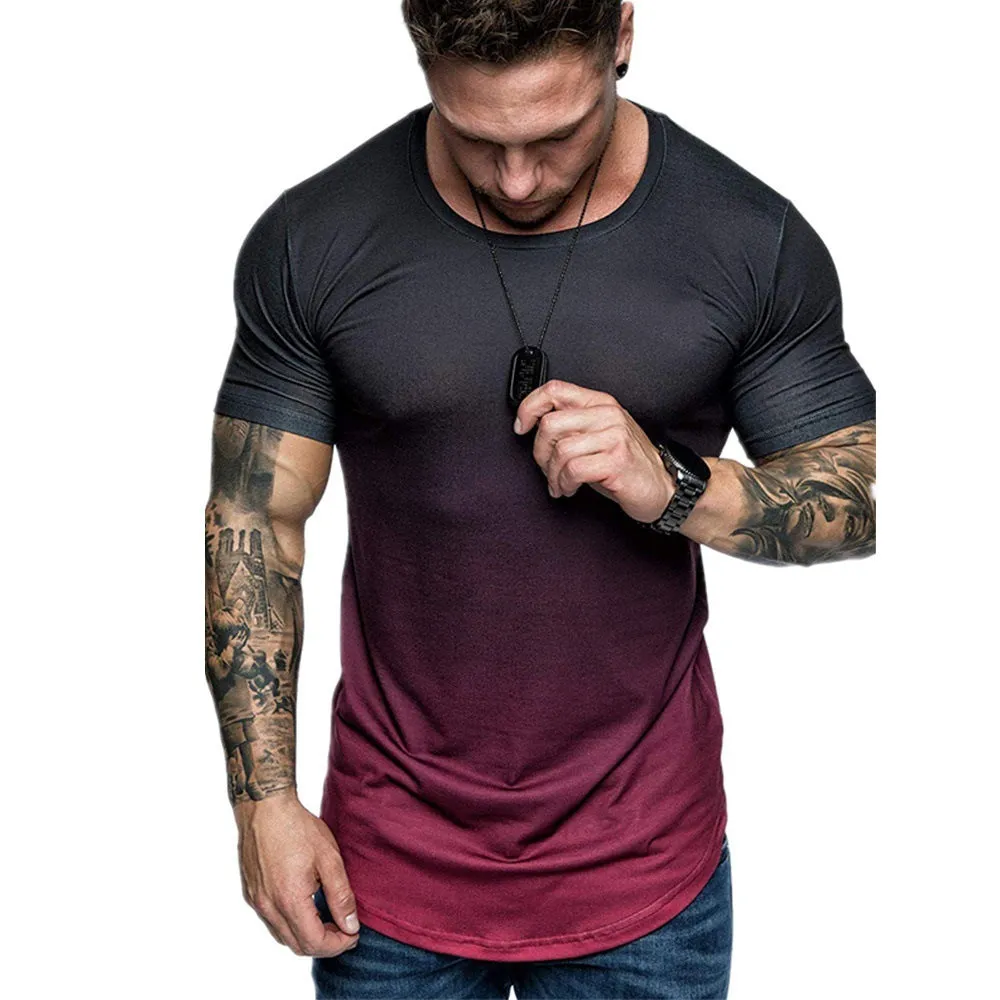 Gradient Round Neck Short Sleeve T-shirt - GlamzLife