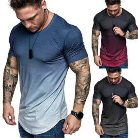 Gradient Round Neck Short Sleeve T-shirt - GlamzLife