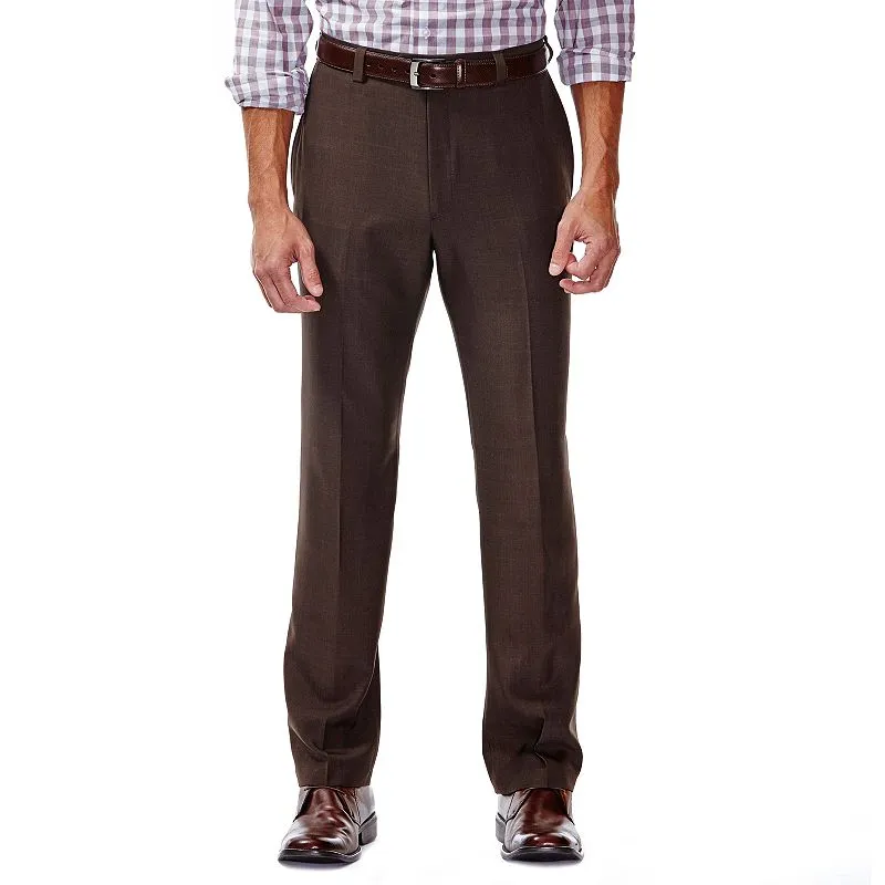 Haggar Mens Classic fit Dress Pants 32 / 30 Brown Solid
