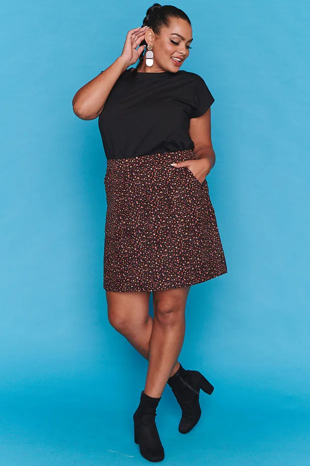 Harmony Black Floral Skirt