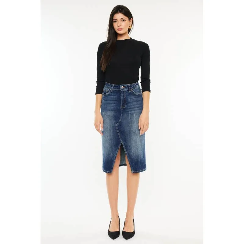 High rise midi skirt