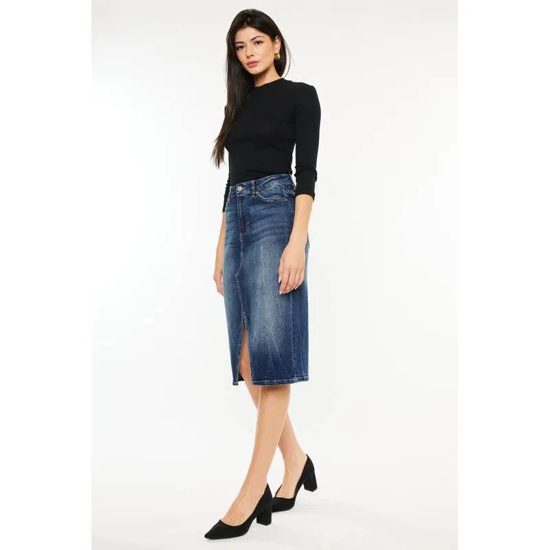 High rise midi skirt