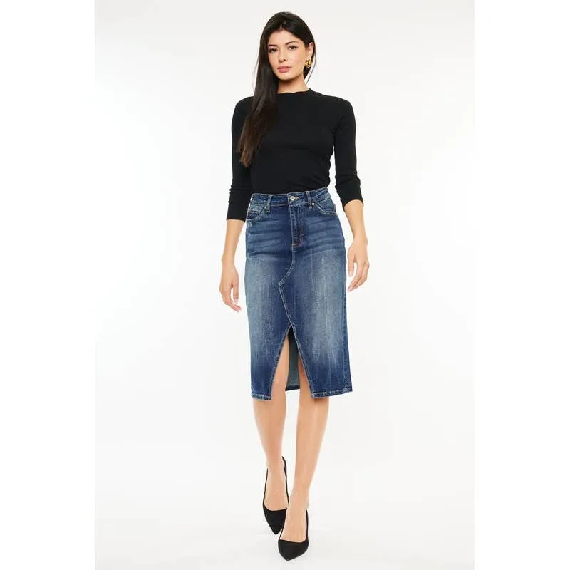 High rise midi skirt