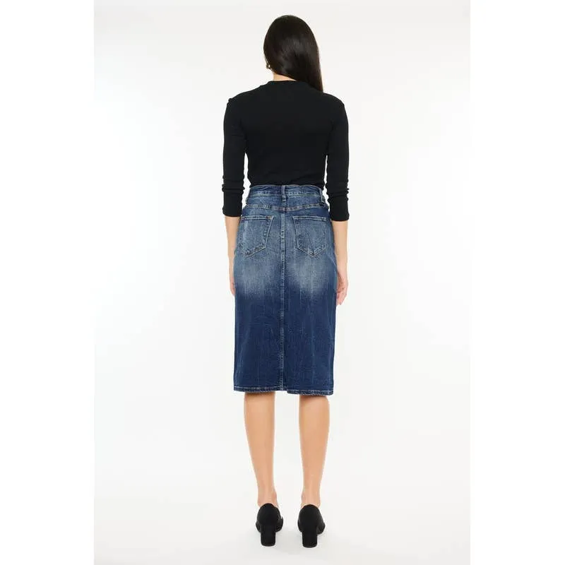 High rise midi skirt