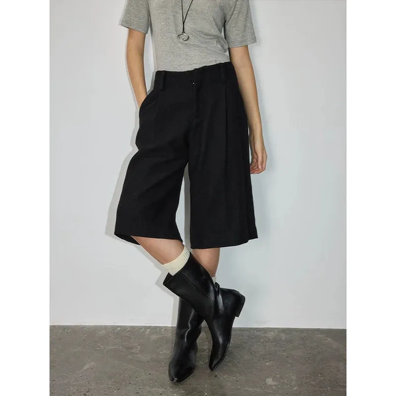 High Waist Wool Culottes