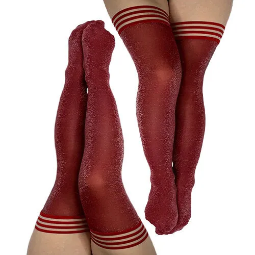 Holly Shimmer Cranberry Thigh High