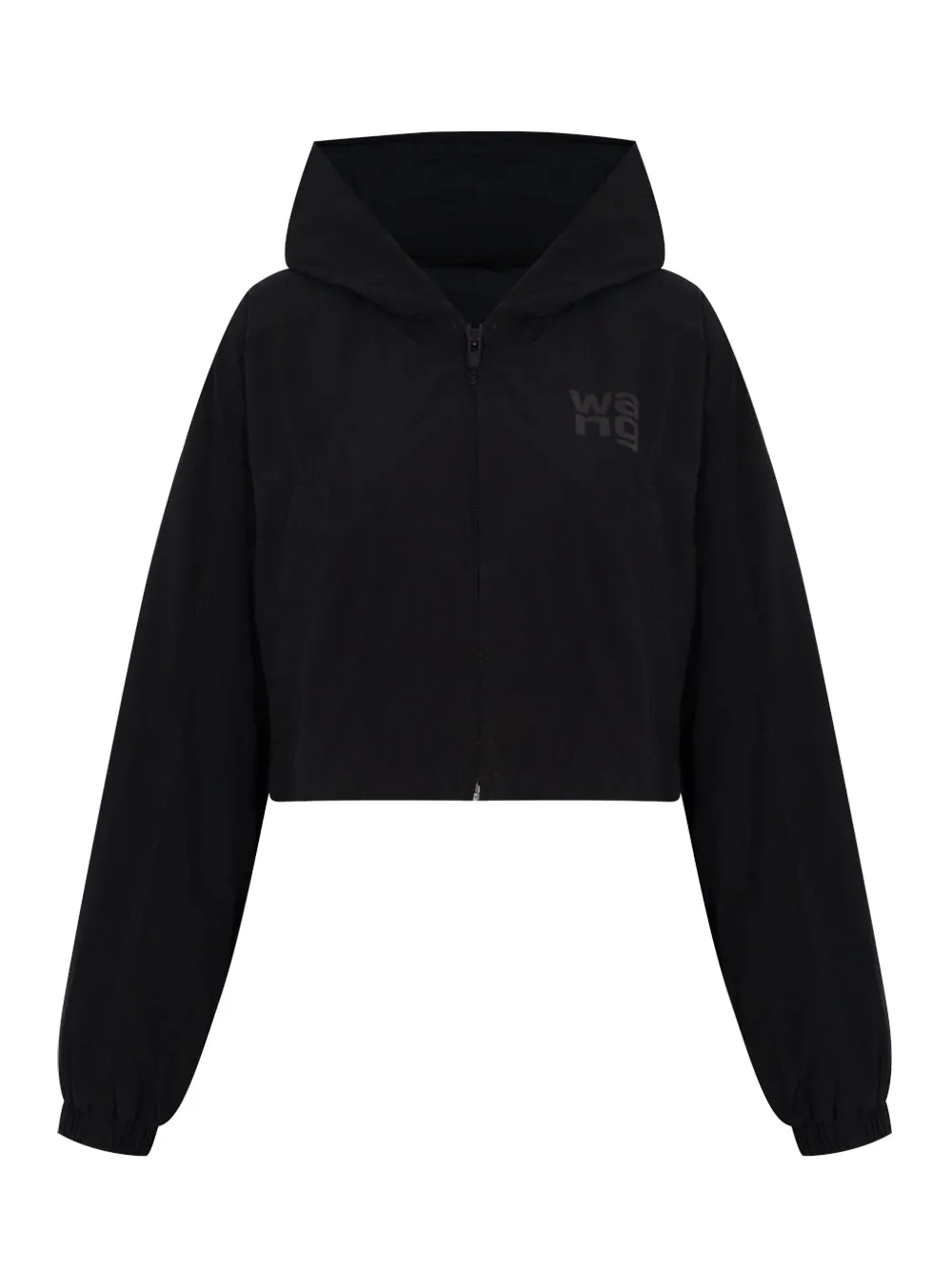 Hooded Cropped Zip Jacket Black