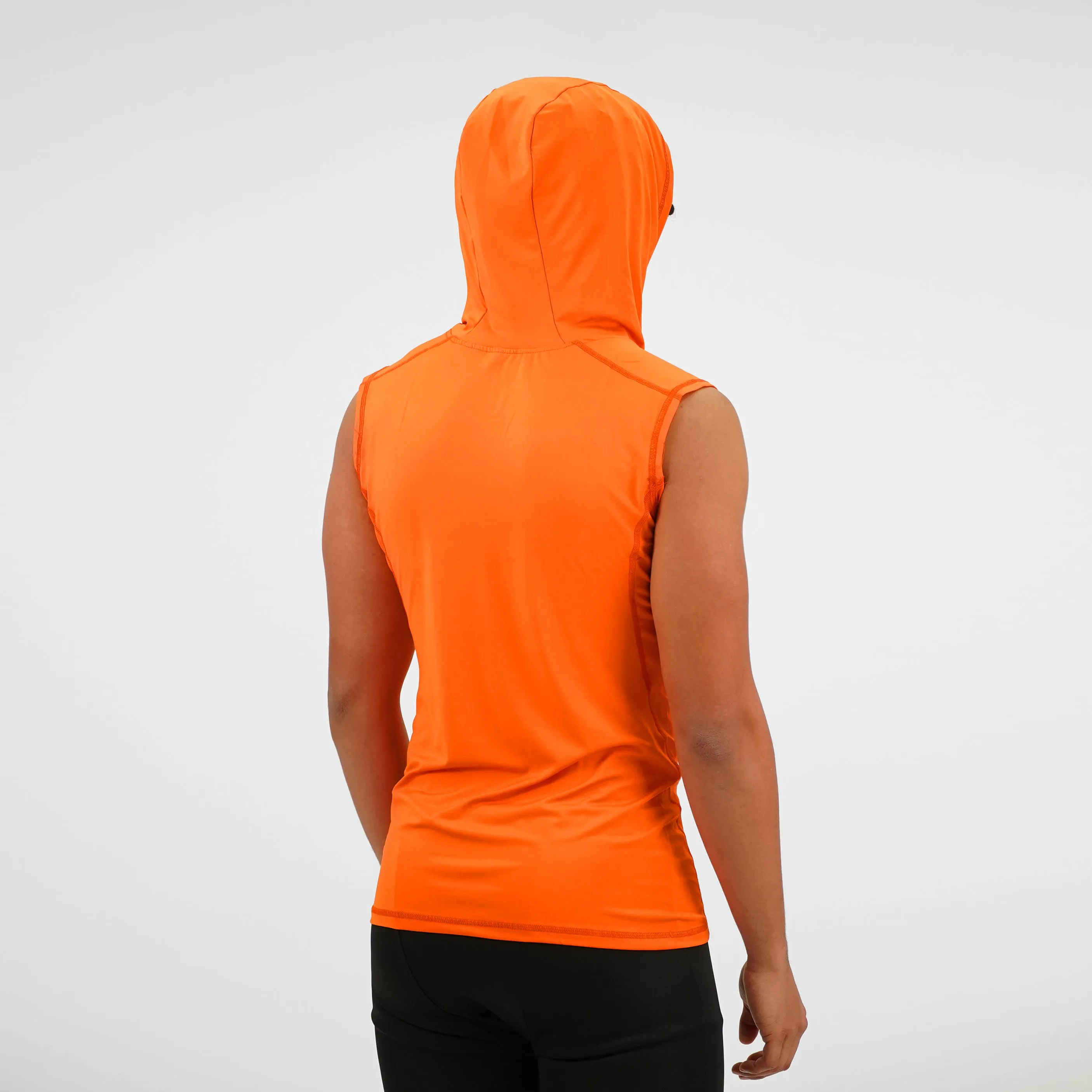 Hot Orange Sleeveless Compression Hoodie