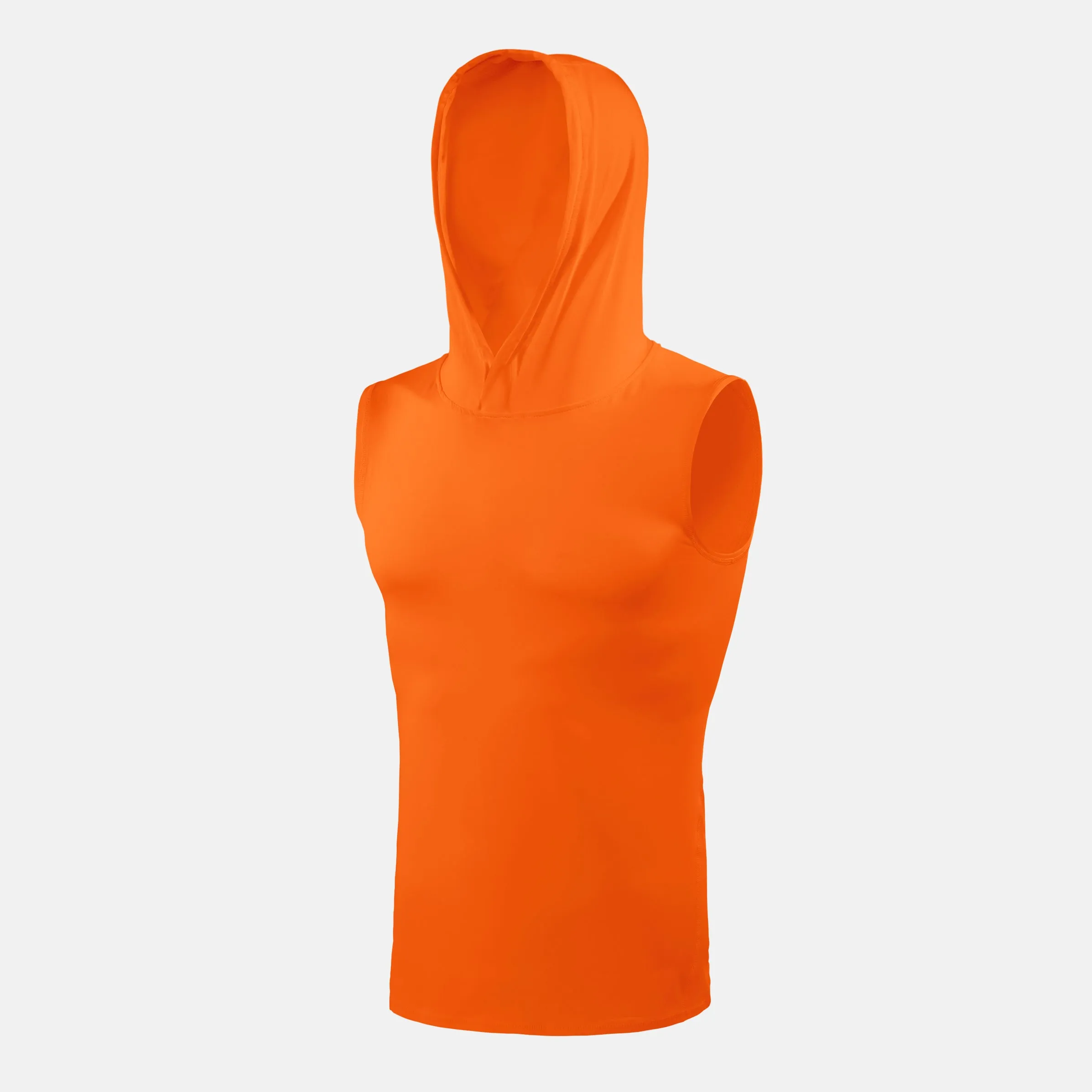 Hot Orange Sleeveless Compression Hoodie