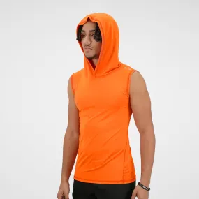 Hot Orange Sleeveless Compression Hoodie