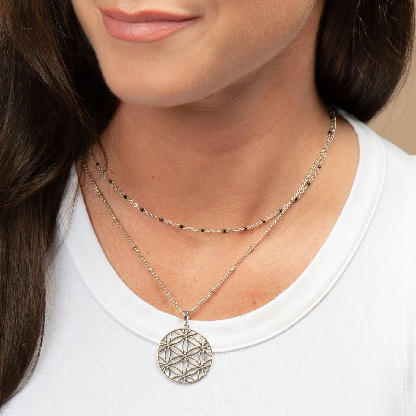 Howard's - Layer Me Bead Chain Necklace - Silver, 16 Inch