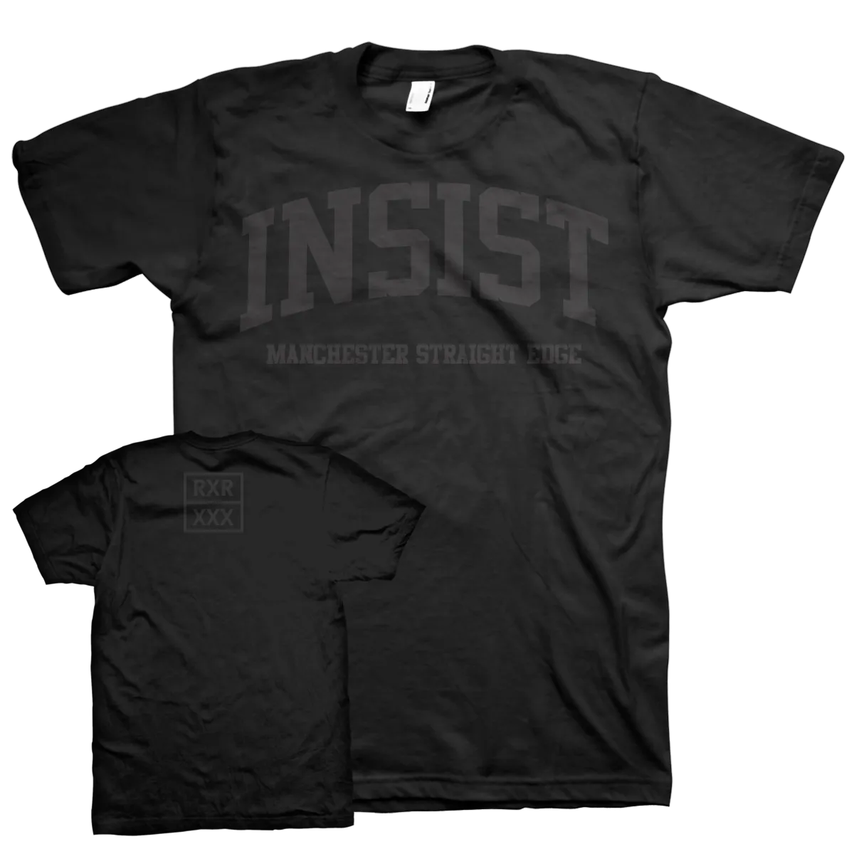 Insist "Manchester Straight Edge" Black On Black T-Shirt