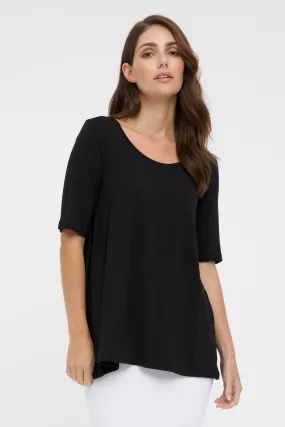 J0SEPHINE Bamboo Black Short Sleeve Tunic