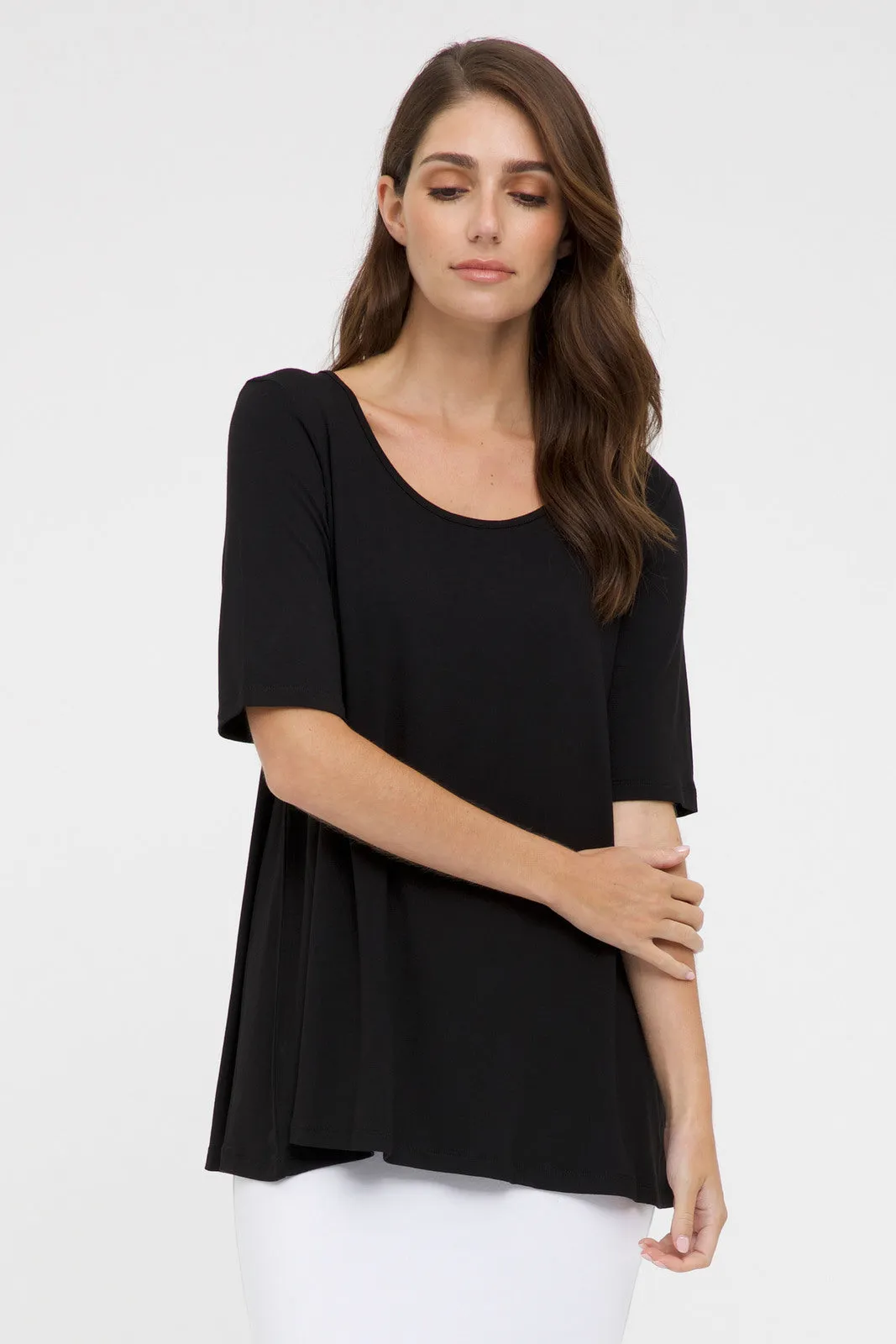 J0SEPHINE Bamboo Black Short Sleeve Tunic