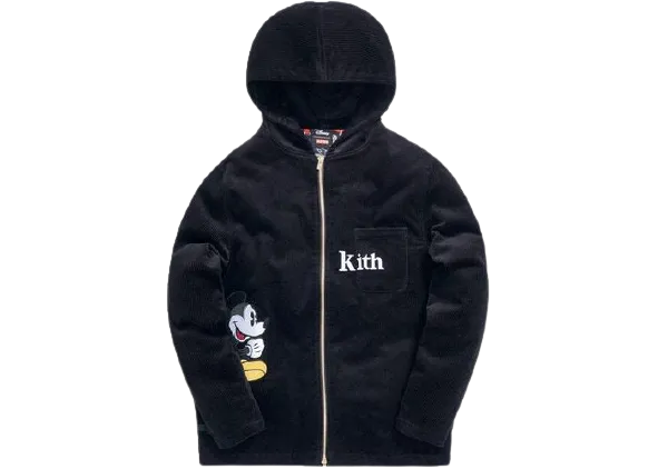 Kith x Disney "Carlton Corduroy" Zip Hoodie Black