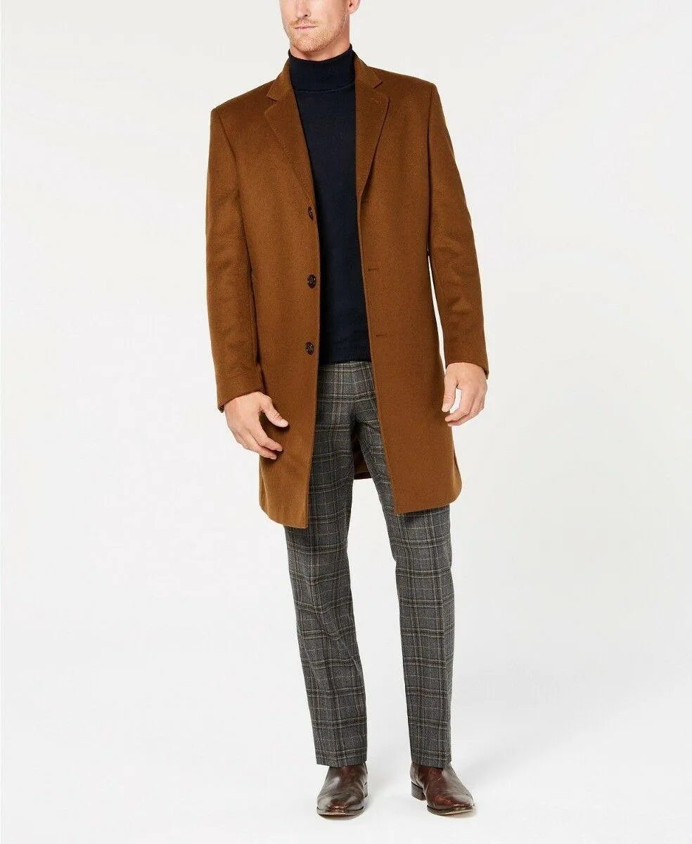 Lauren Ralph Lauren Mens Classic fit Overcoat Coat 38 S Brown Solid