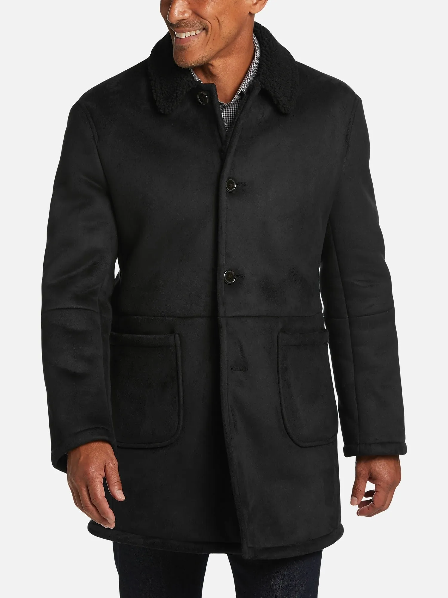 Lauren Ralph Lauren Men's Lefferts Faux-Shearling Overcoat Coat 42R Black