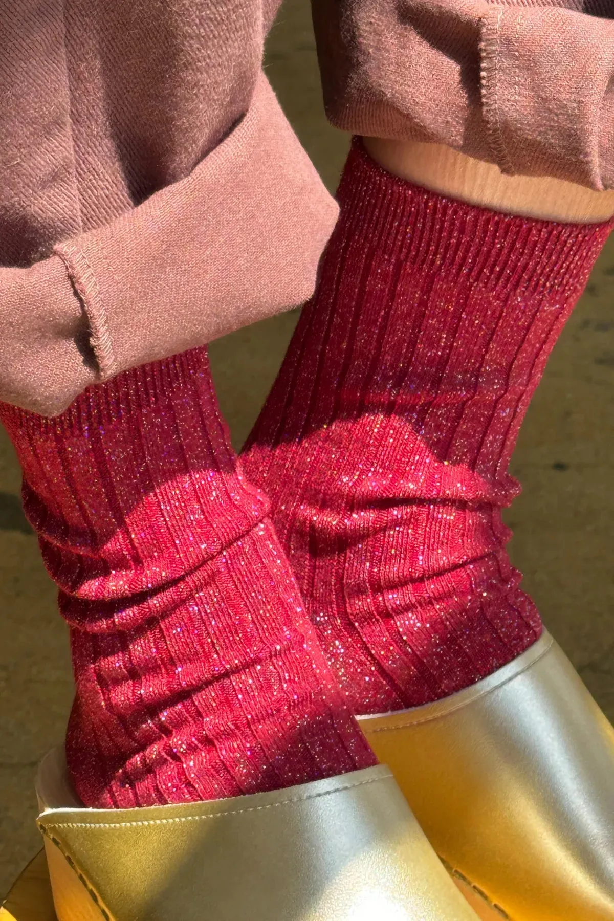 Le Bon Shoppe Her Socks - Carmine Glitter