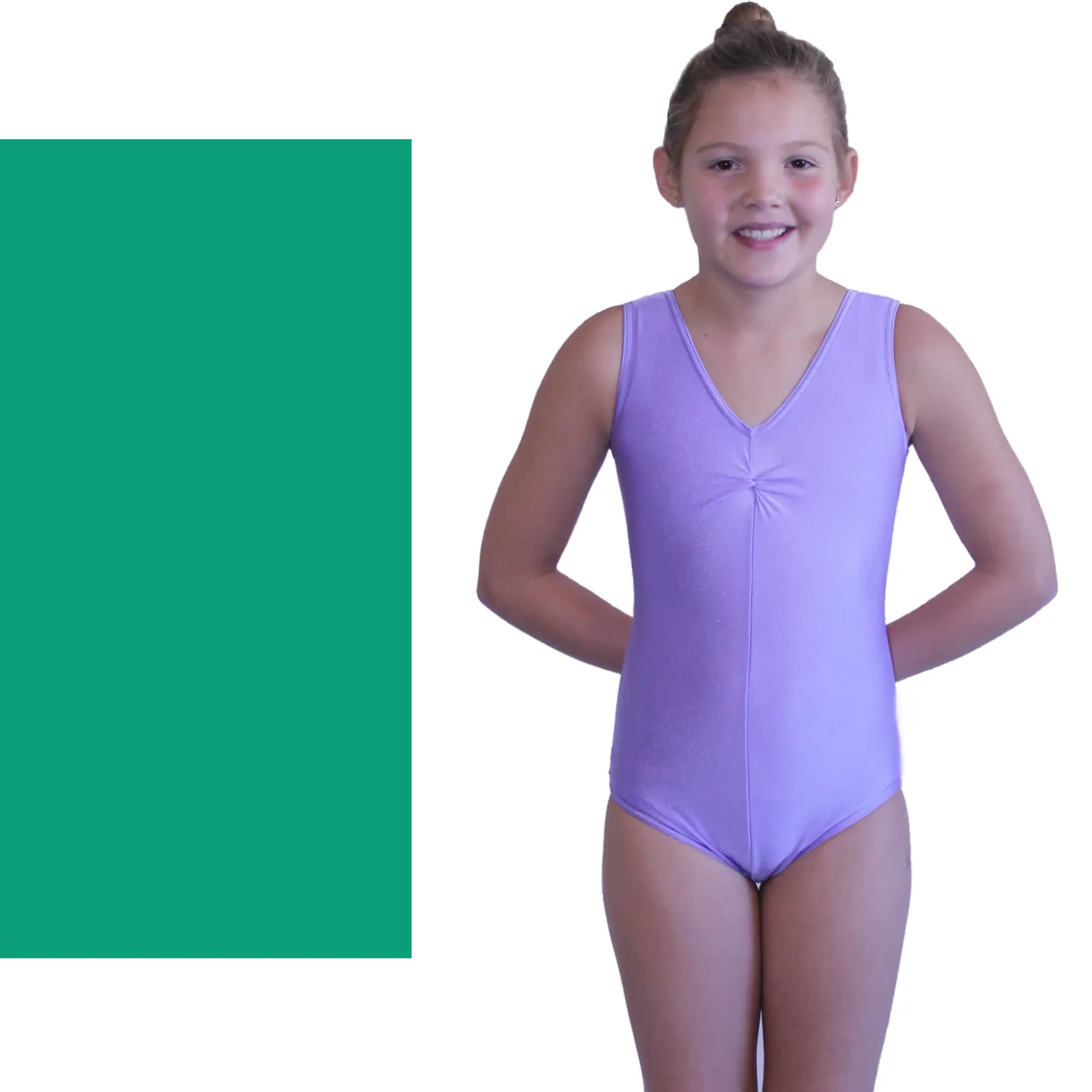 LOUISE - NYLON LYCRA SLEEVELESS GATHERED FRONT LEOTARD - BOLD COLOURS