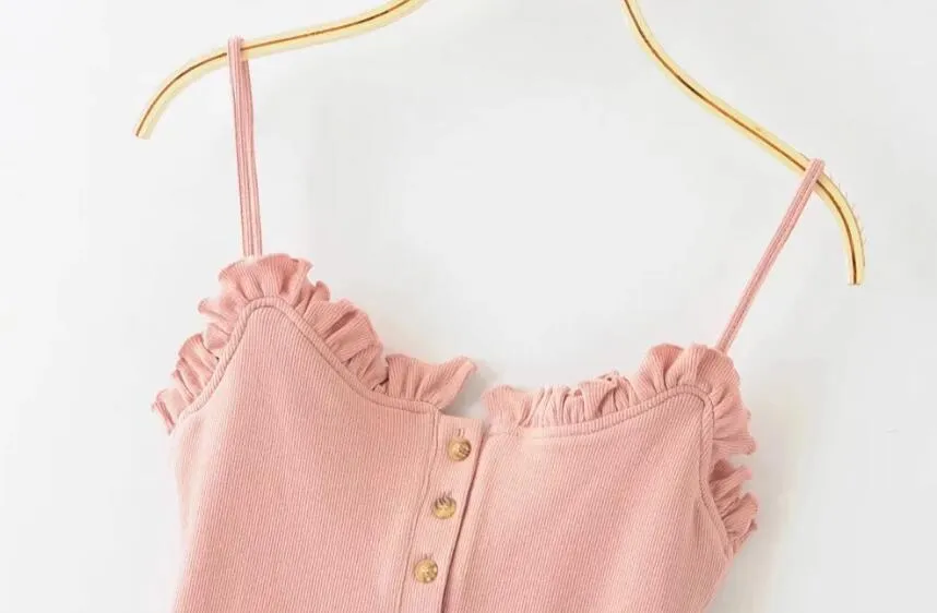 Louise Ruffle Trim Ribbed Bodysuits - 3 Colors