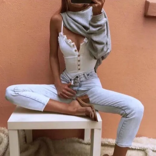 Louise Ruffle Trim Ribbed Bodysuits - 3 Colors