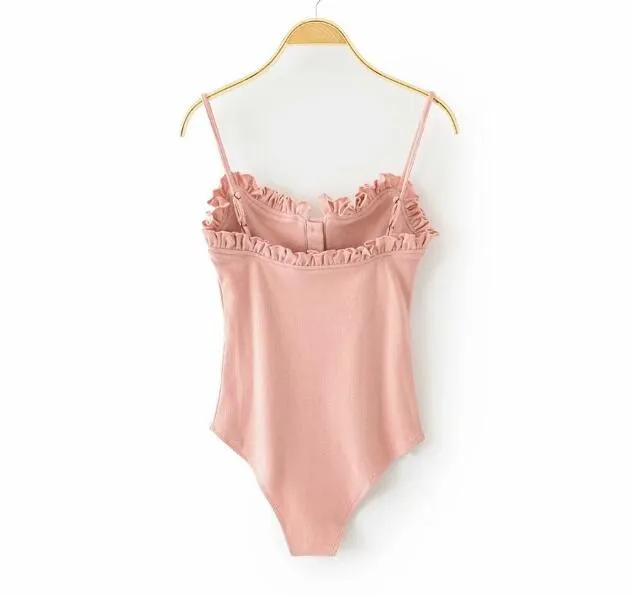Louise Ruffle Trim Ribbed Bodysuits - 3 Colors