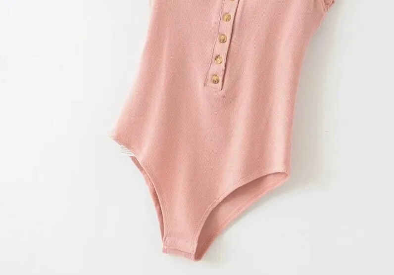 Louise Ruffle Trim Ribbed Bodysuits - 3 Colors