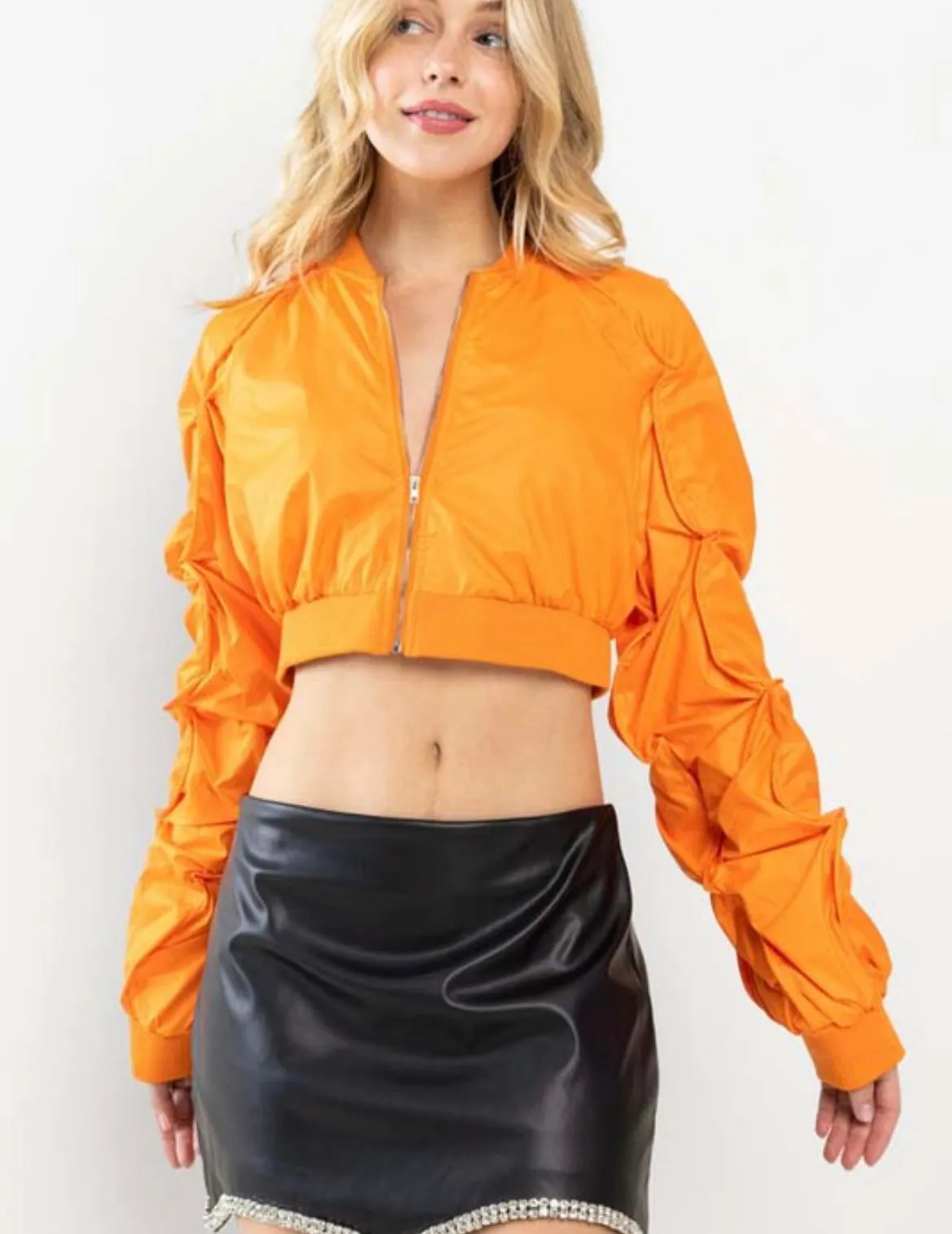 Mango Cropped Bomber