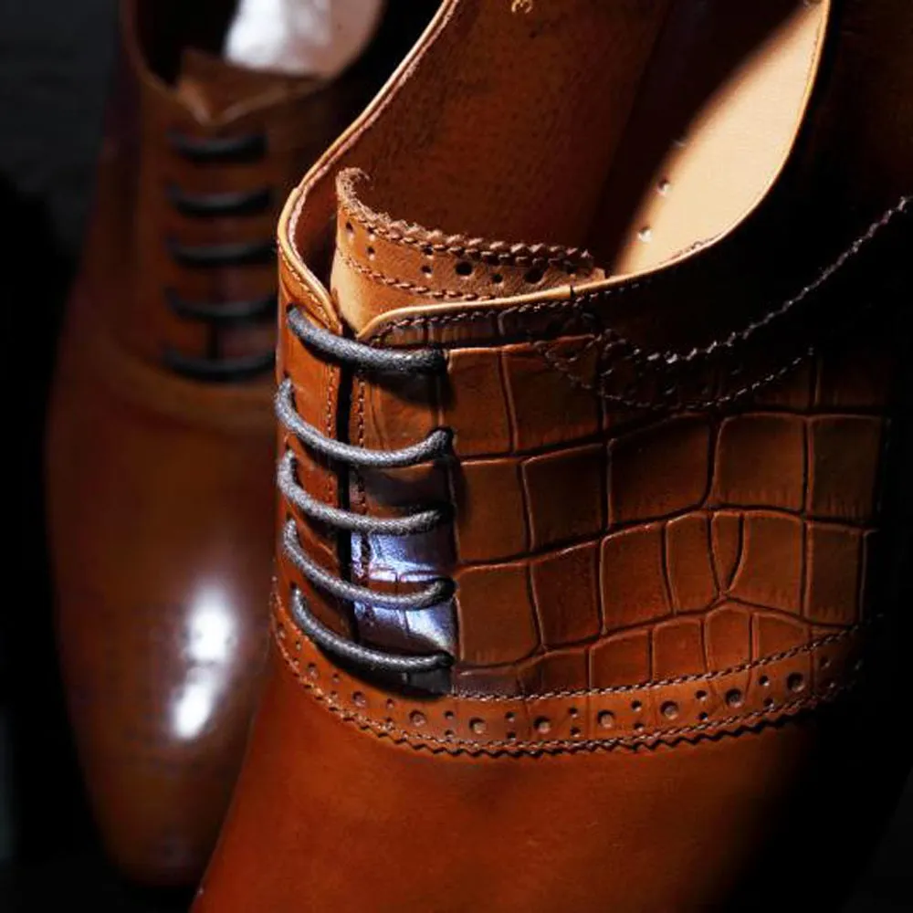 Men Low Top Lace up Pointed Oxford Shoes