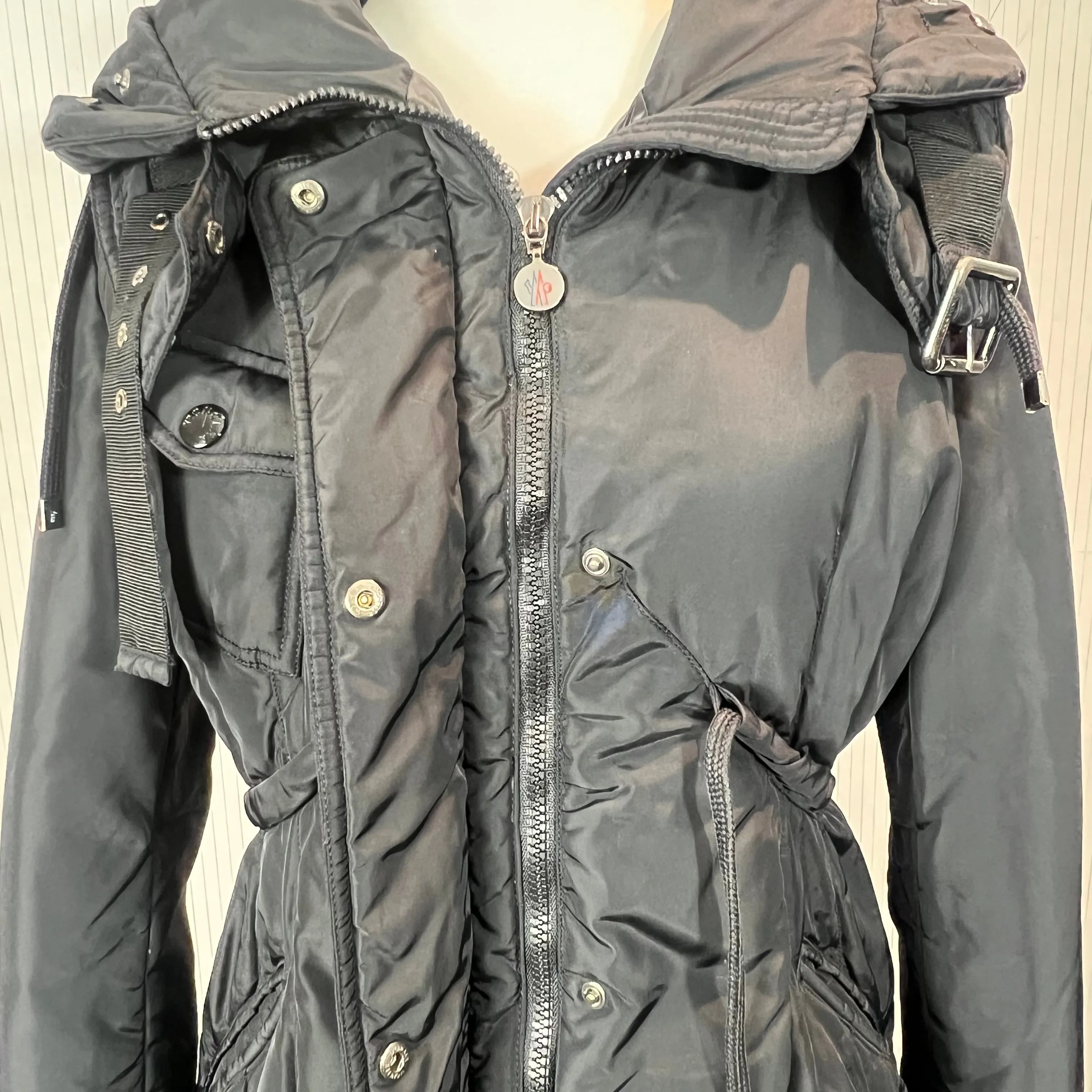 Moncler £1800 Black Phalangere Down Parka Coat M