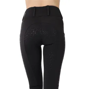 Montar REBEL Tone in Tone Logo Pull on Full Grip Riding Tights, Black